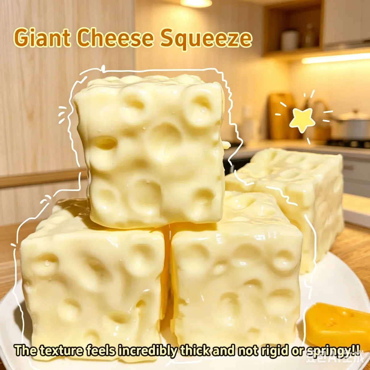 Squishy Cheese Stress Ball — Giant Slow-Rise Foam Toy
